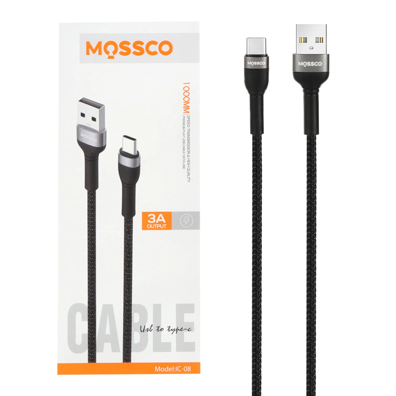 کابل شارژ فست Mossco Type-C مدل IC-08 - مشکی